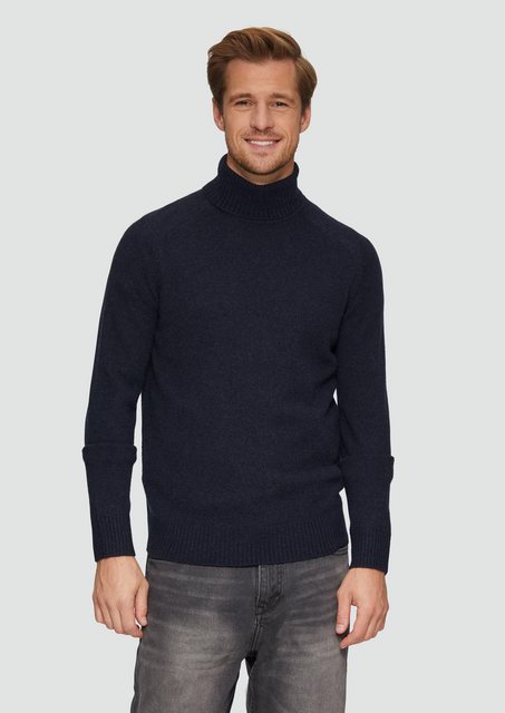 s.Oliver Strickpullover Rollkragenpullover aus reiner Wolle Rippblende günstig online kaufen