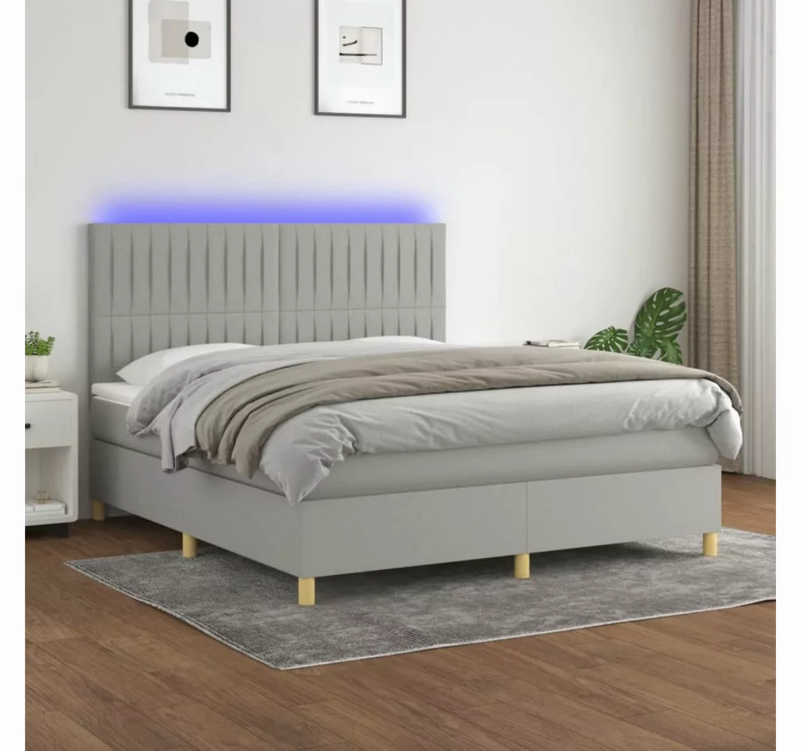 vidaXL Boxspringbett Bett Boxspringbett mit Matratze & Topper & LED (180 x günstig online kaufen