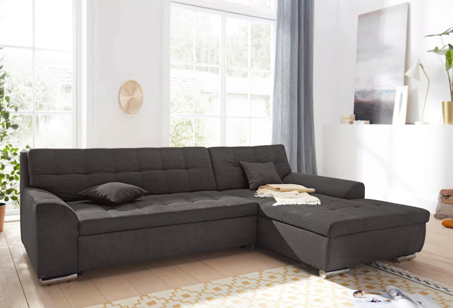 DOMO collection Ecksofa "NMoric incl. Zierkissen B/T/H: 273/216/80 cm L-For günstig online kaufen