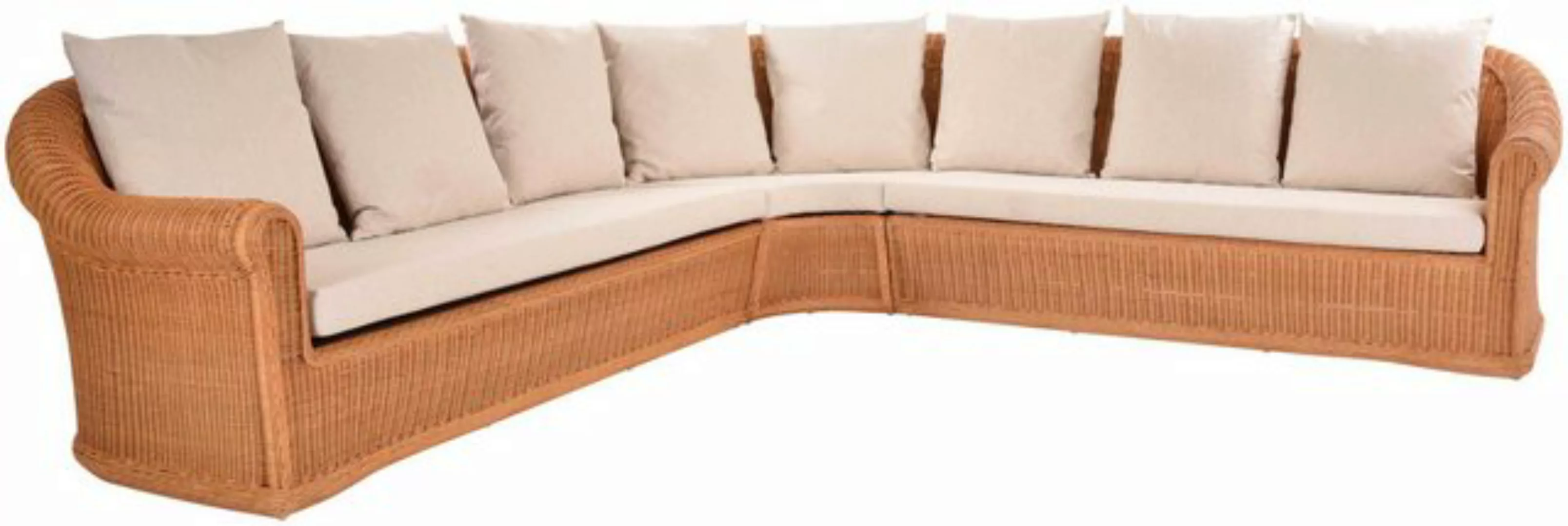 Krines Home Ecksofa Exklusives Ecksofa Mons aus echtem Rattan Wohnzimmer Co günstig online kaufen