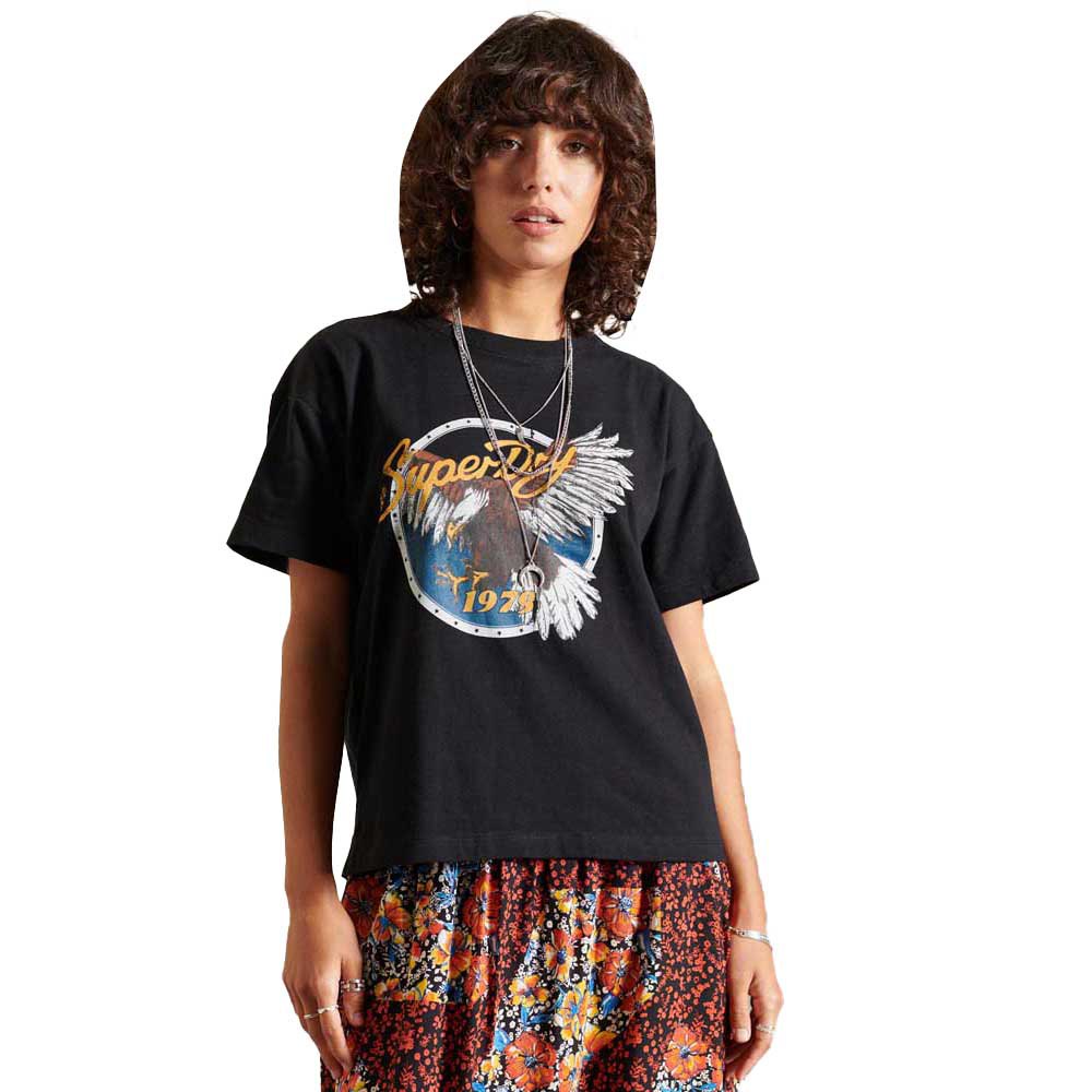 Superdry Boho Graphic Crop Boxy Kurzärmeliges T-shirt L Black günstig online kaufen