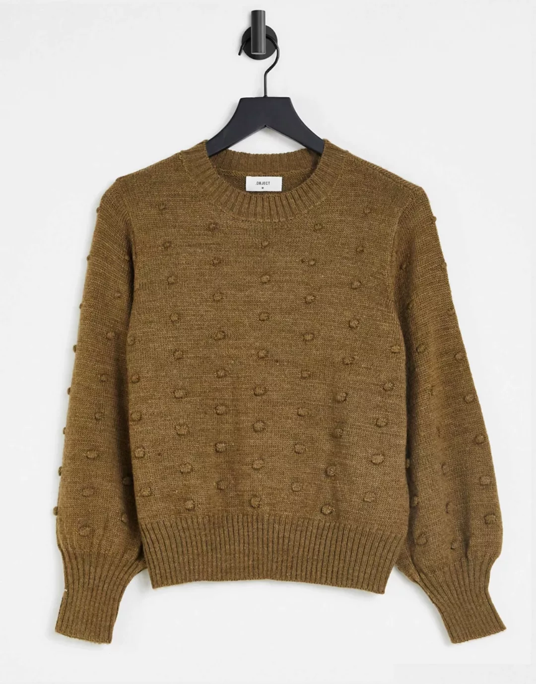 Object – Bouble – Pullover in Grün mit voluminösen Ärmeln günstig online kaufen