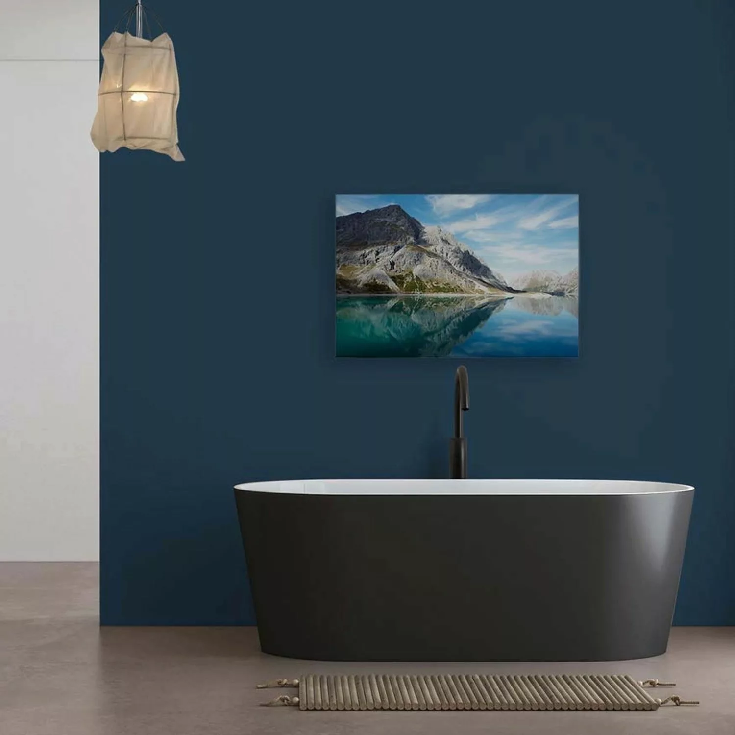 Bricoflor Leinwand Bergsee In 120 X 80 Cm Deko Wandbild Berge Und See Blau günstig online kaufen