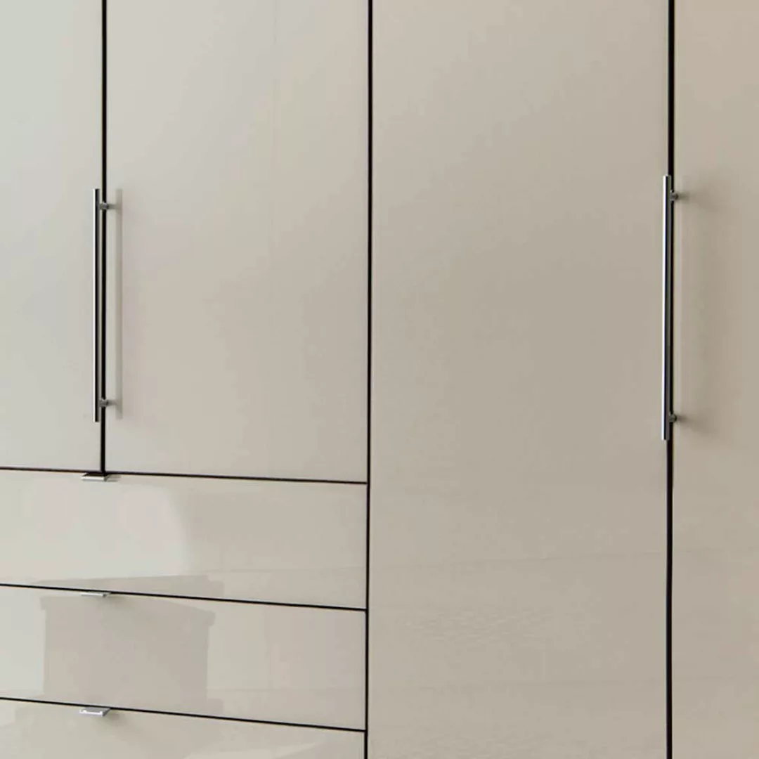 Schlafzimmer Kleiderschrank in Creme Weiß und Braun Falttüren günstig online kaufen