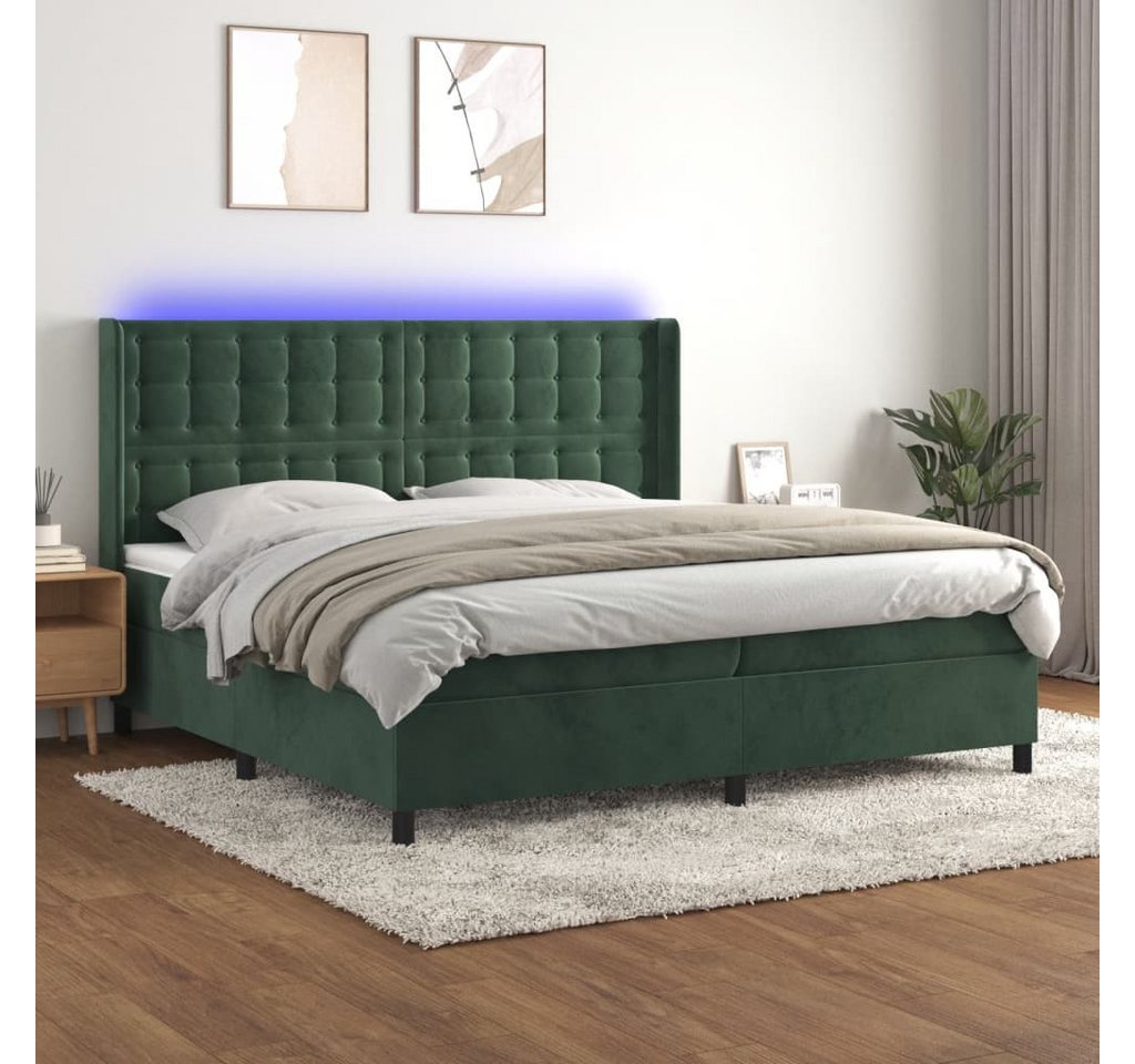 vidaXL Boxspringbett Boxspringbett mit Matratze LED Dunkelgrün 200x200 cm S günstig online kaufen