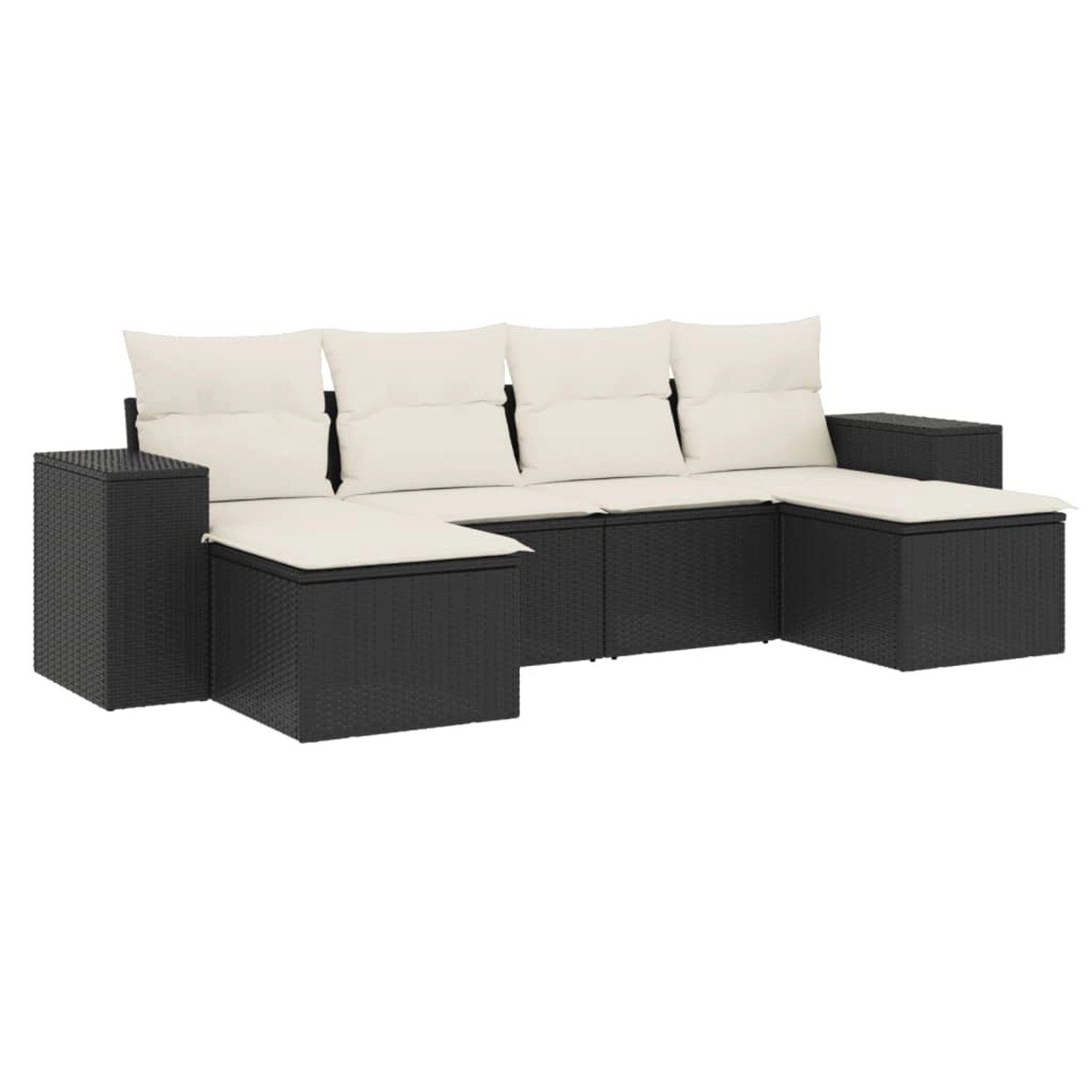 vidaXL 6-Tlg Garten-Sofagarnitur mit Kissen Schwarz Poly Rattan 3222915 günstig online kaufen