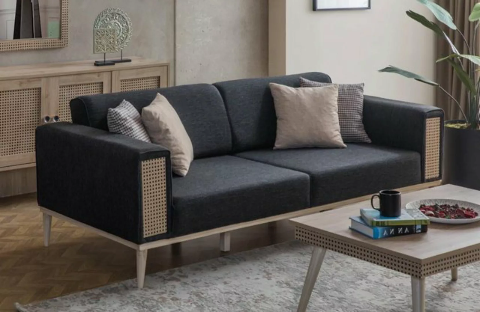 Xlmoebel 3-Sitzer Neu Luxus Wohnzimmer Sofa mit Edelstahlfüßen in Grau, 3-S günstig online kaufen