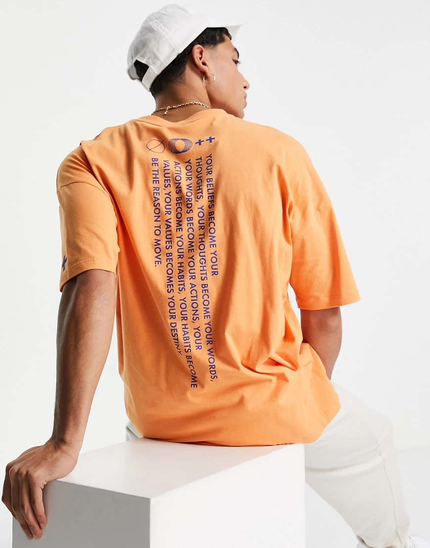 ASOS 4505 – Oversize-T-Shirt mit Print am Rücken-Orange günstig online kaufen