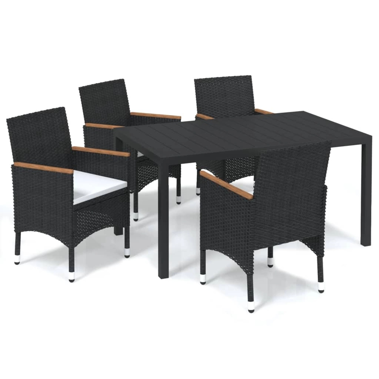 vidaXL 5-tlg Garten-Essgruppe mit Kissen Poly Rattan Schwarz Modell 19 günstig online kaufen