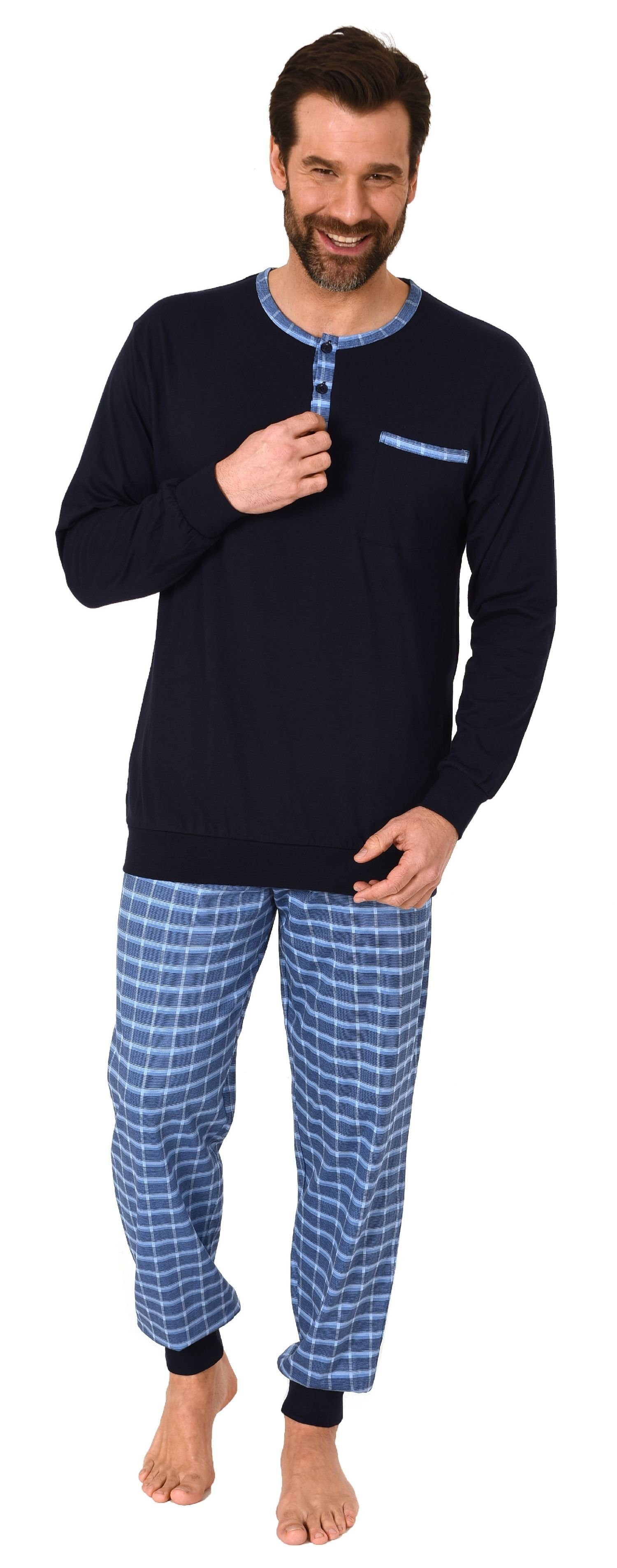 Normann Pyjama Herren Schlafanzug mit Bündchen günstig online kaufen