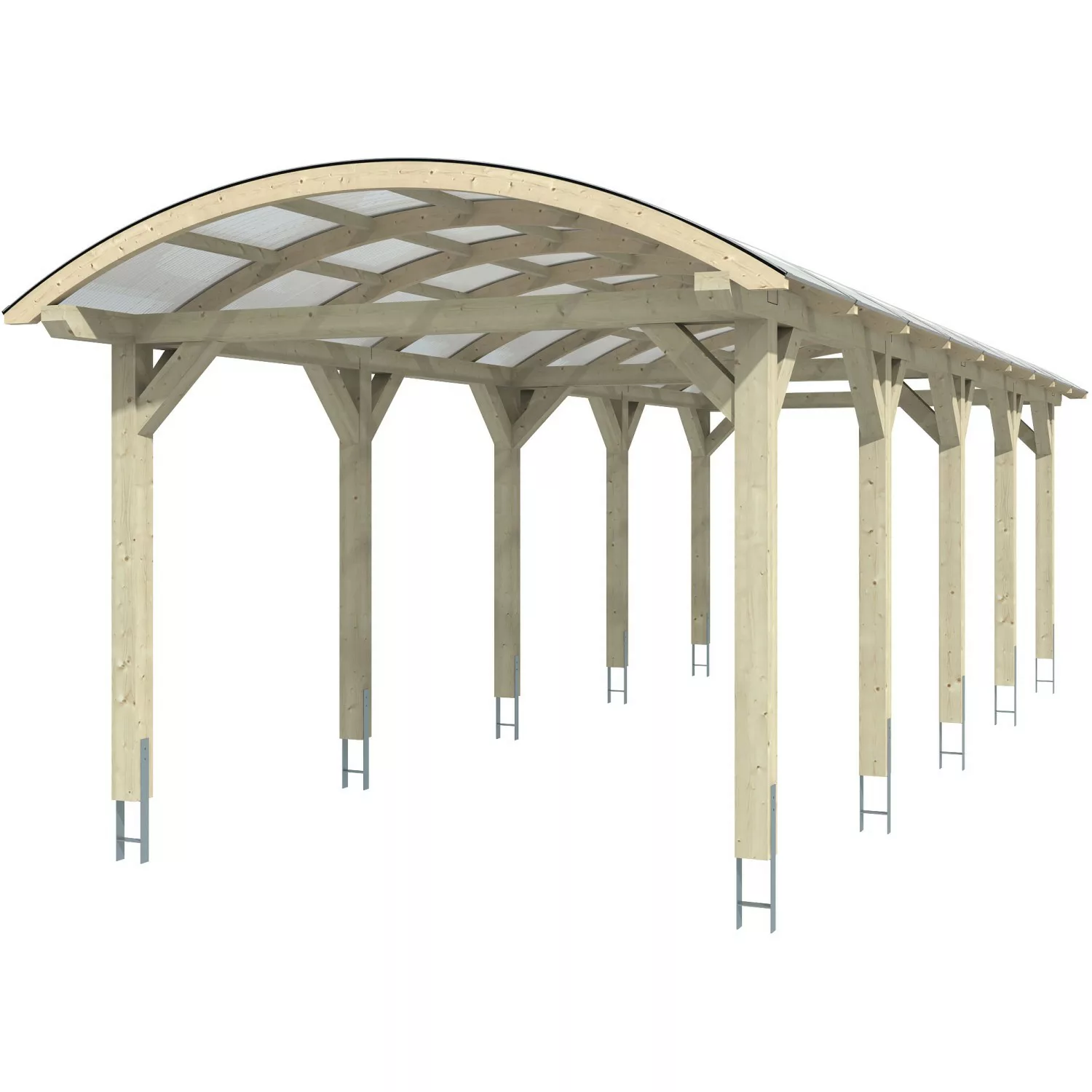 Skan Holz Bogendach-Carport Franken Nussbaum 376 x 969 cm günstig online kaufen