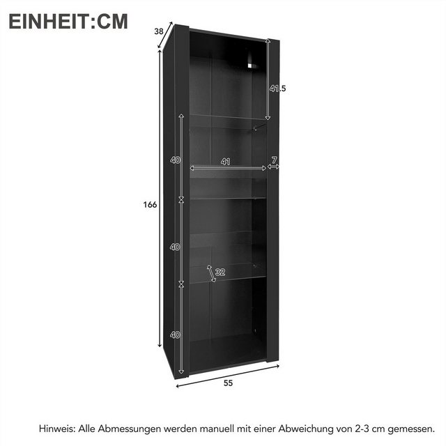 autolock Vitrine Hochglanz-Vitrinenschrank mit LED-Beleuchtung, 3 Glasfäche günstig online kaufen