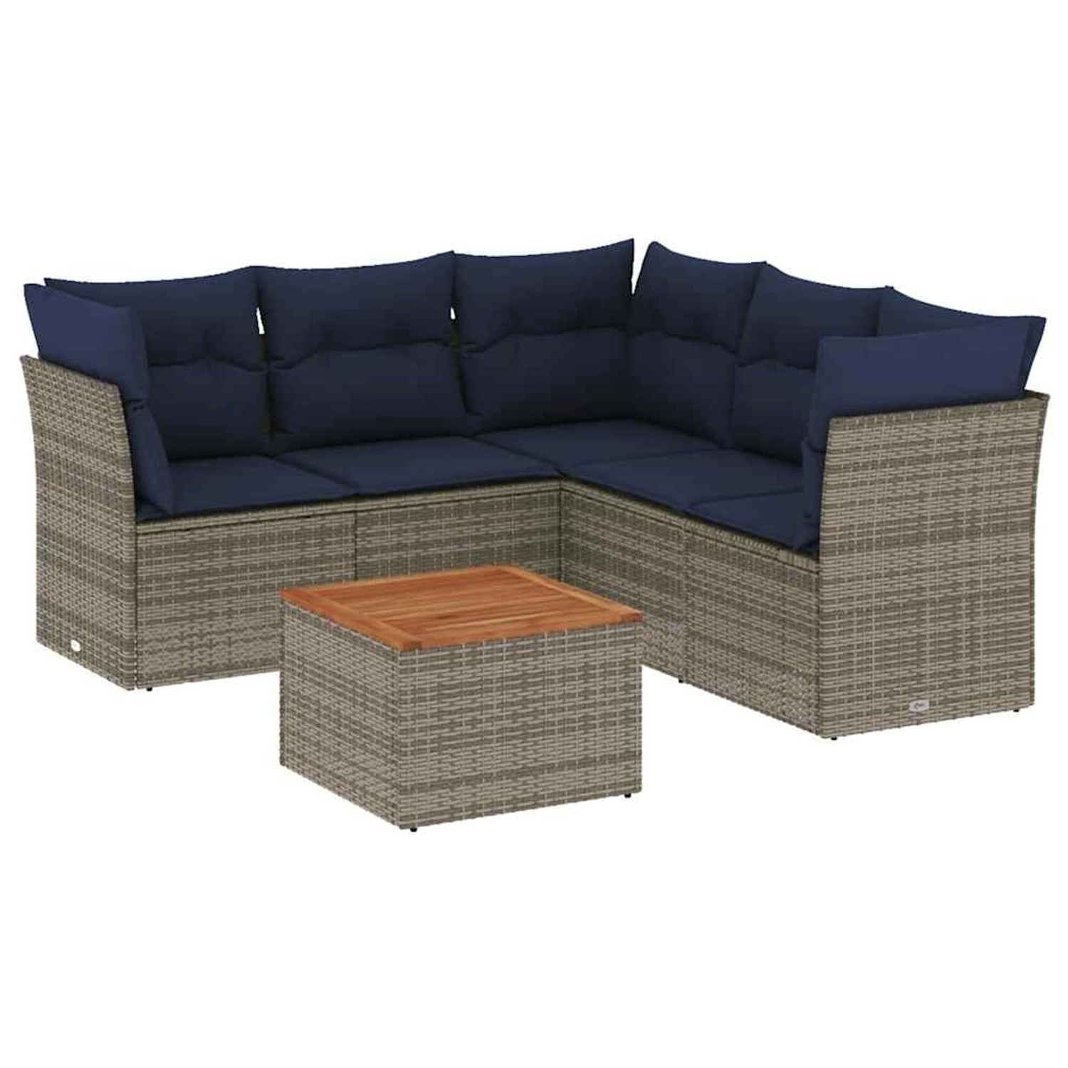 vidaXL 6-Tlg Garten-Sofagarnitur mit Kissen Grau Poly Rattan 3255970 günstig online kaufen