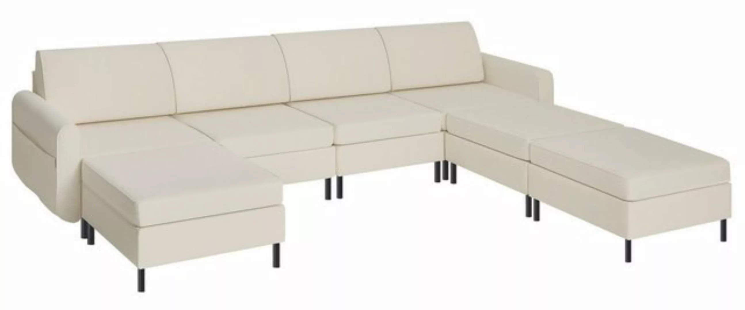 VASAGLE Wohnlandschaft, 7 Teile, Modulares Sofa, 7-Sitzer, Schlafsofa, U-fö günstig online kaufen