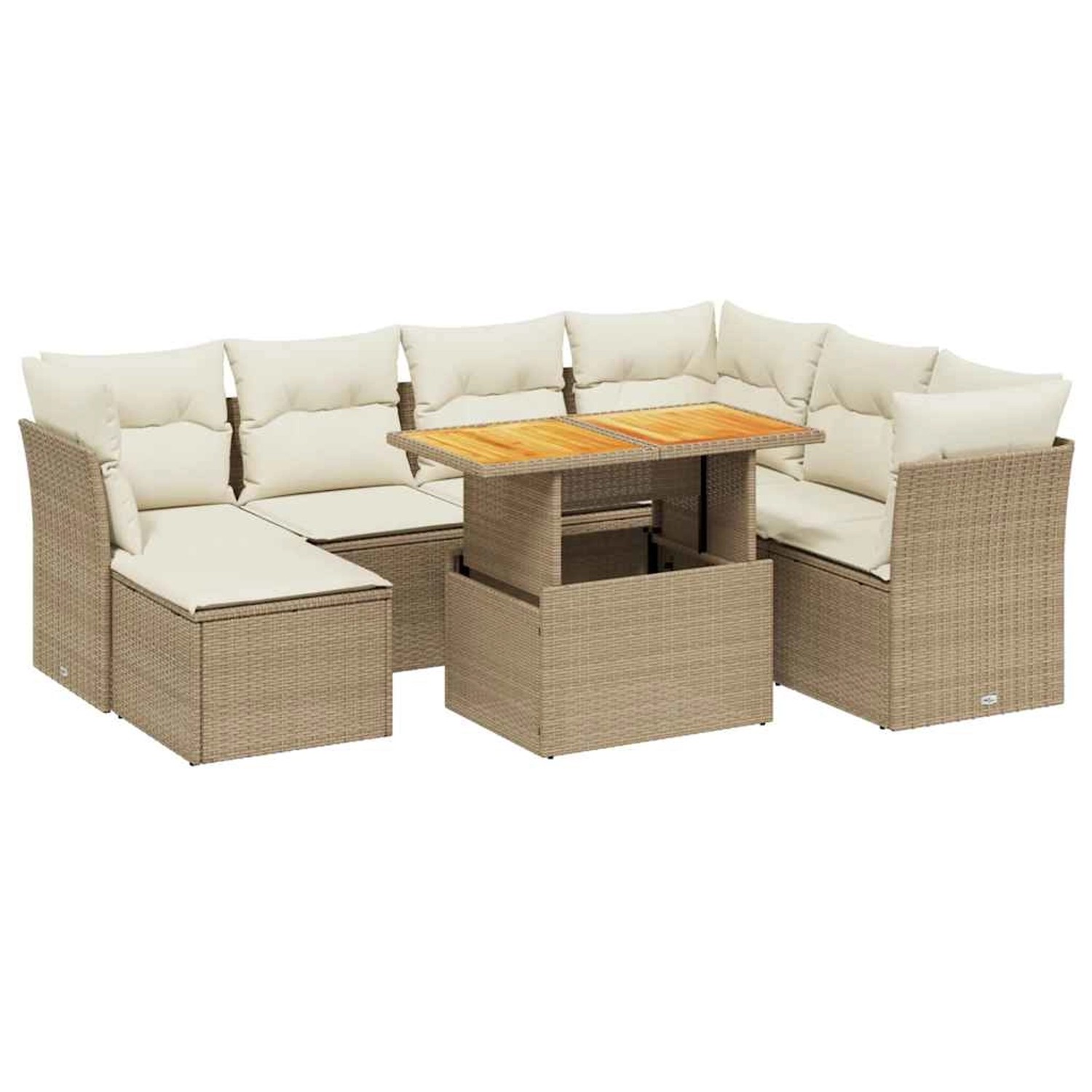 vidaXL 8-Tlg Garten-Sofagarnitur mit Kissen Beige Poly Rattan 3275494 günstig online kaufen