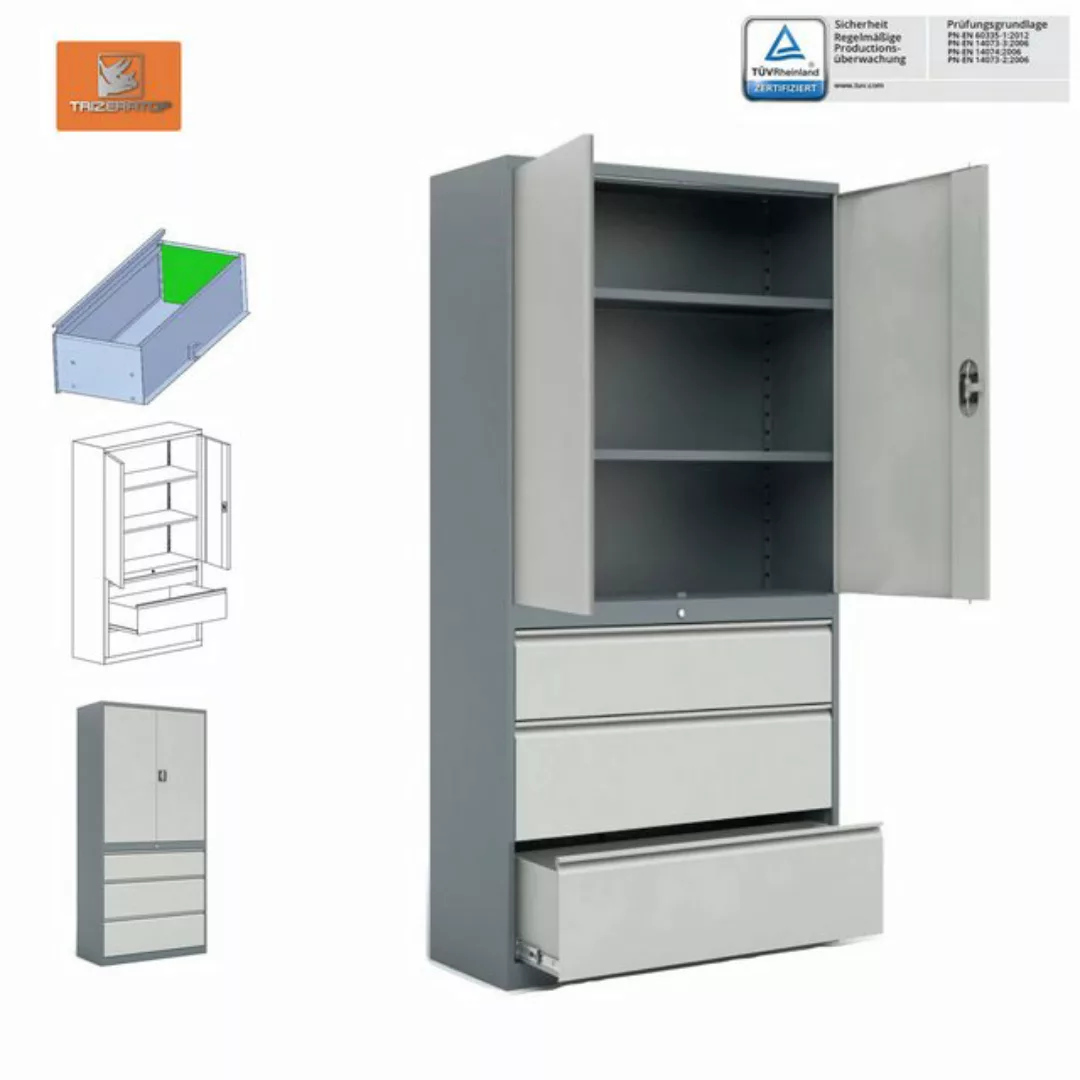 TRIZERATOP Aktenschrank Aktenschrank 100x42x200 cm 90kg mit Schubladen günstig online kaufen