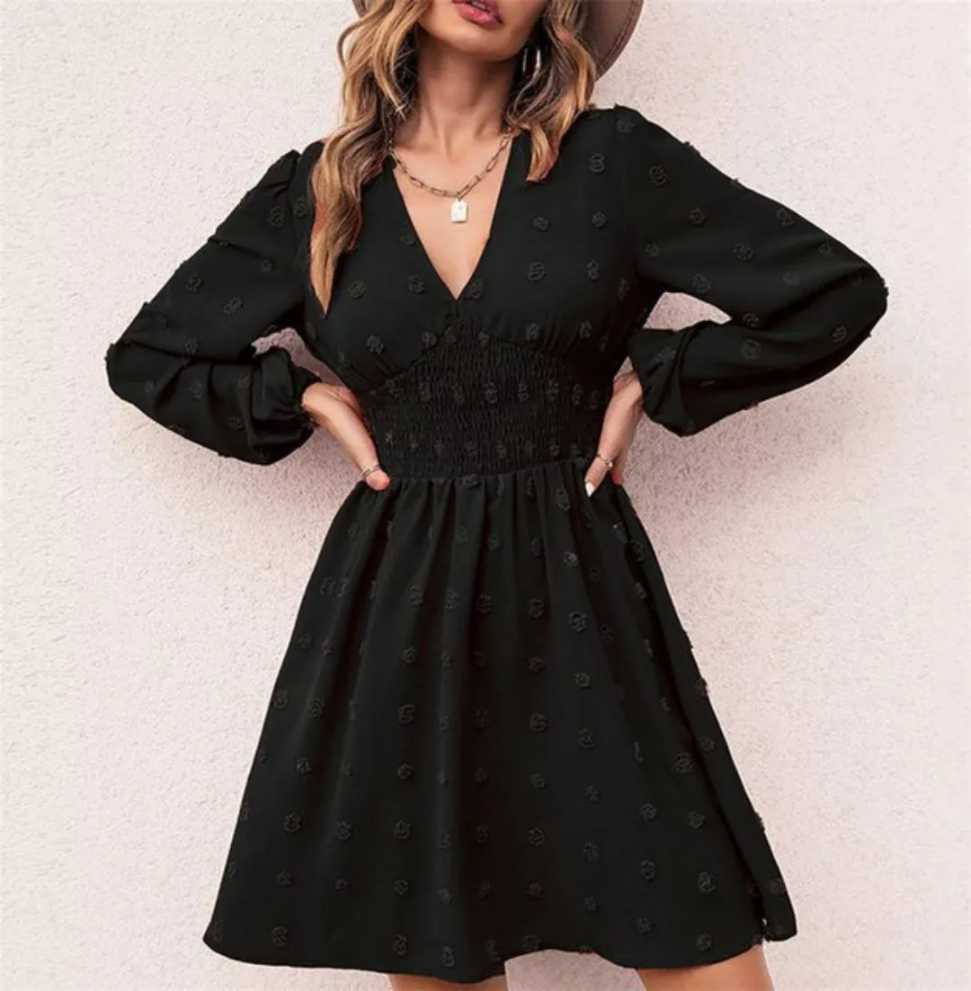 AFAZ New Trading UG Abendkleid Damen kleid Bedrucktes V-Ausschnitt A-Linien günstig online kaufen