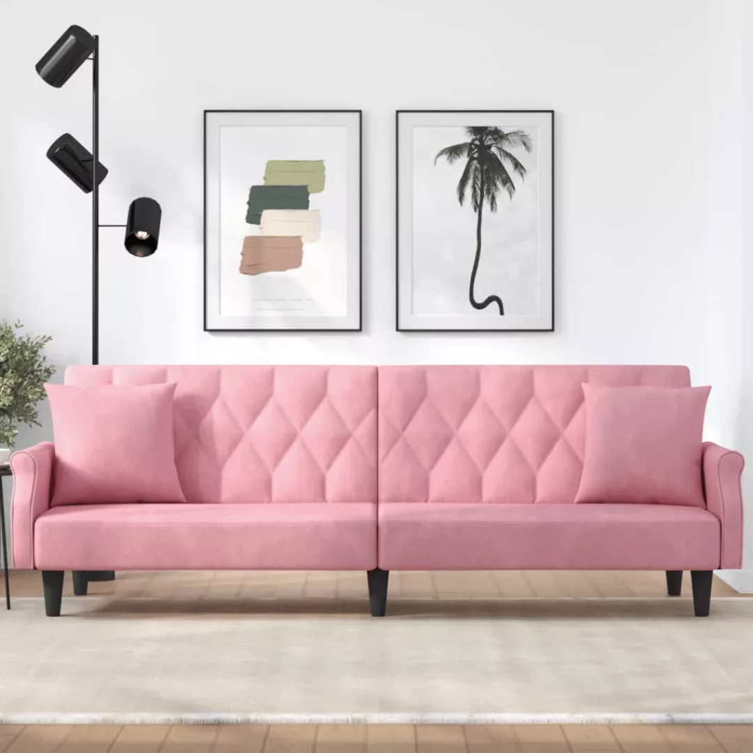 Vidaxl Schlafsofa Mit Armlehnen Rosa Samt günstig online kaufen