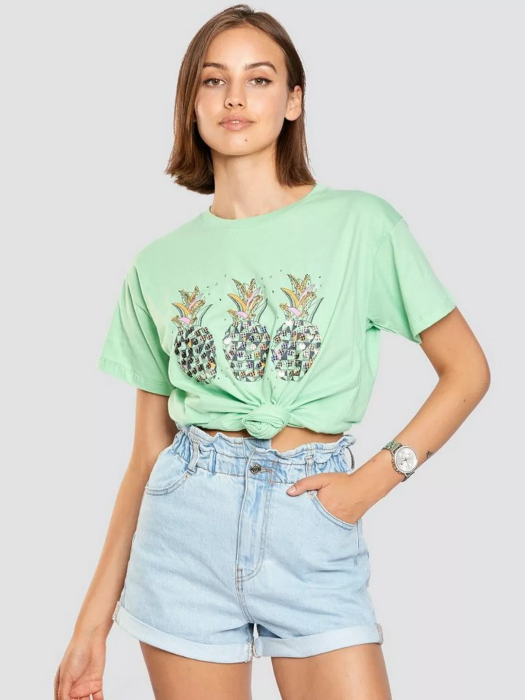 Freshlions T-Shirt T-Shirt Ananas mint M Pailletten günstig online kaufen