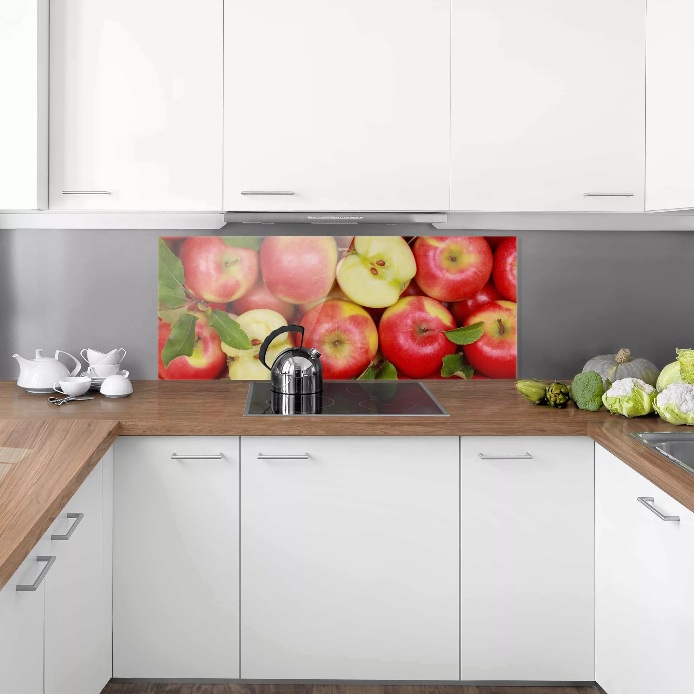 Glas Spritzschutz Gemüse & Obst - Panorama Saftige Äpfel günstig online kaufen
