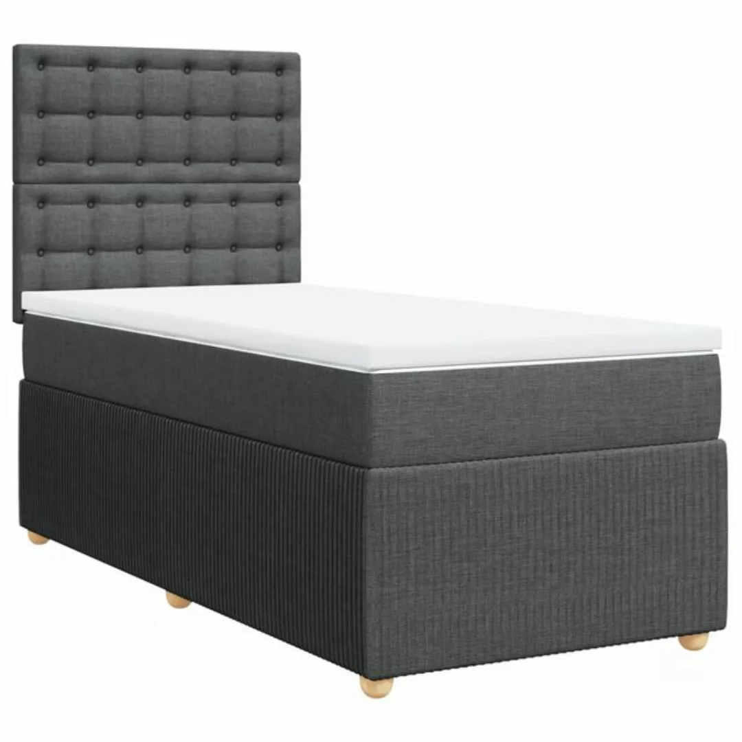 vidaXL Boxspringbett, Boxspringbett mit Matratze Dunkelgrau 90x190 cm Stoff günstig online kaufen