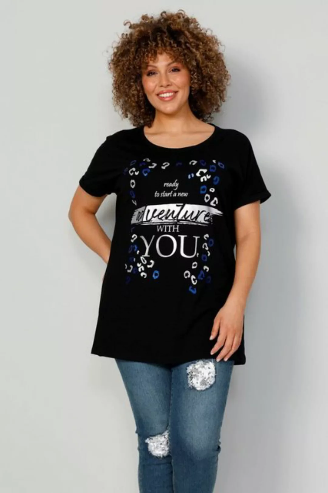 MIAMODA Rundhalsshirt T-Shirt großer Druck. Rundhals Halbarm günstig online kaufen