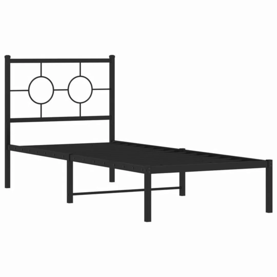 vidaXL Bett Bettgestell mit Kopfteil Metall Schwarz 75x190 cm günstig online kaufen