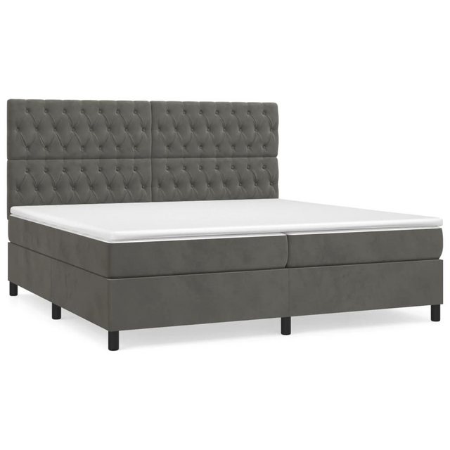 vidaXL Boxspringbett mit Matratze Dunkelgrau 200x200 cm Samt1357755 günstig online kaufen