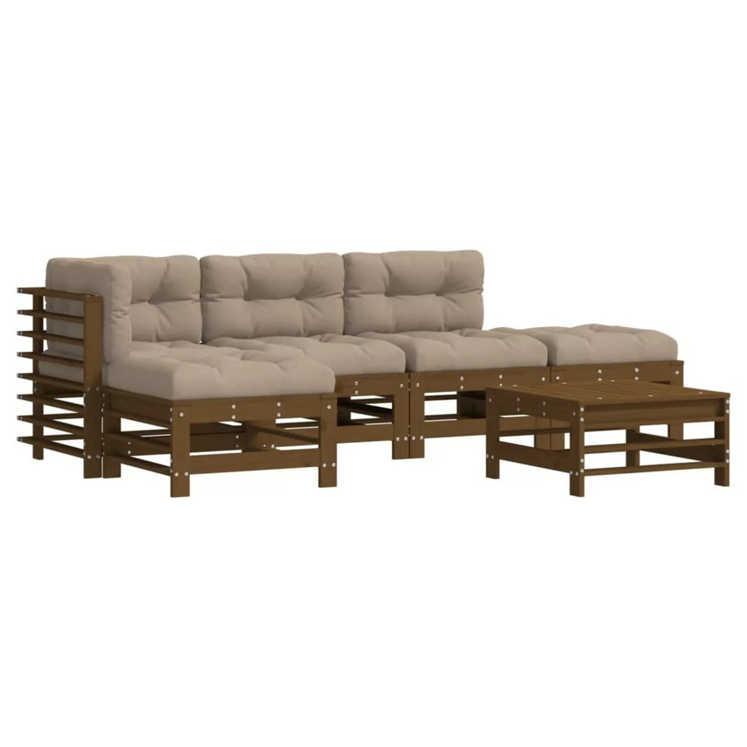 vidaXL 6-tlg Garten-Lounge-Set mit Kissen Honigbraun Massivholz Modell 8 günstig online kaufen