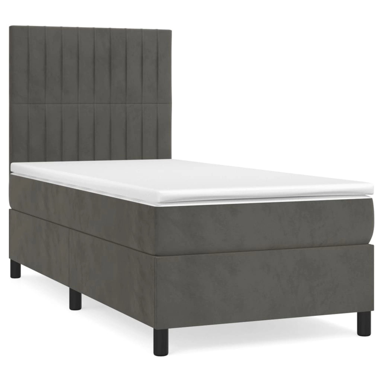 vidaXL Boxspringbett mit Matratze Dunkelgrau 100x200 cm Samt1466139 günstig online kaufen