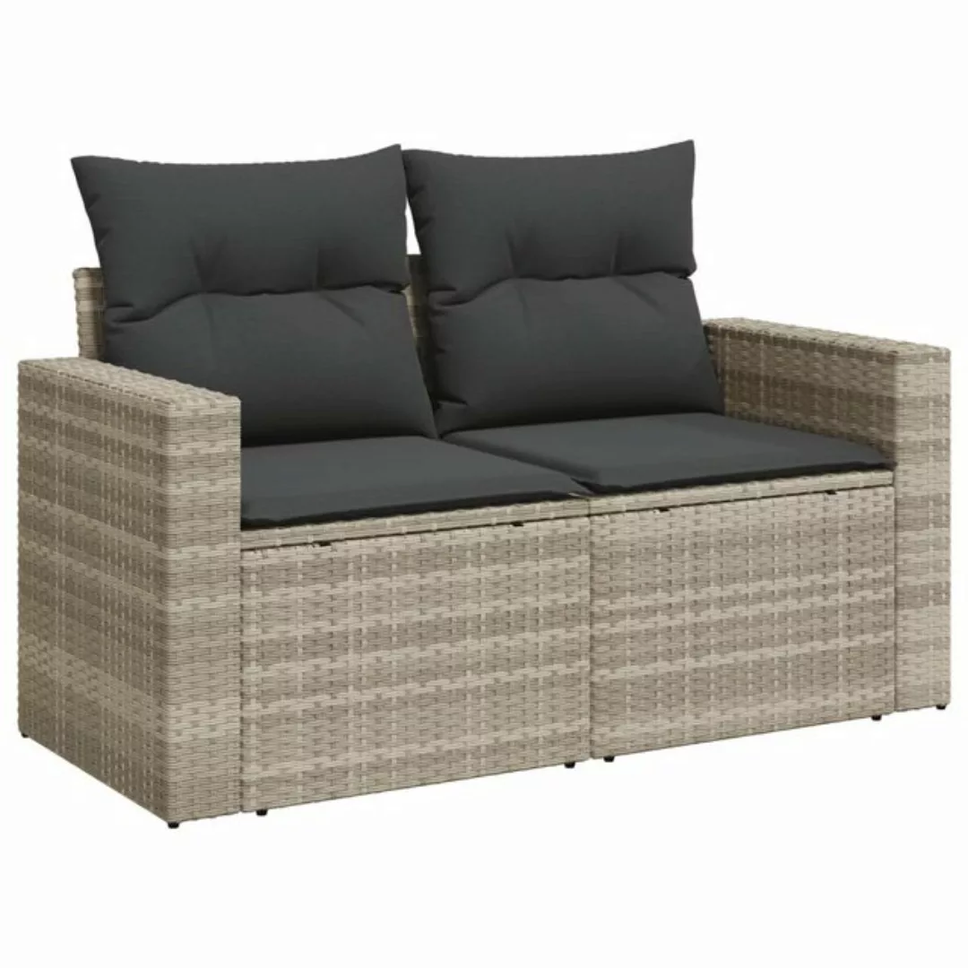 vidaXL Loungesofa Gartensofa mit Kissen 2-Sitzer Hellgrau Poly Rattan, 1 Te günstig online kaufen