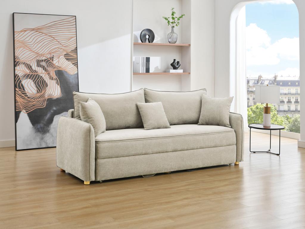 Sofa mit Schlaffunktion 3-Sitzer - Sitzfläche mit Memory Schaum - Stoff - B günstig online kaufen