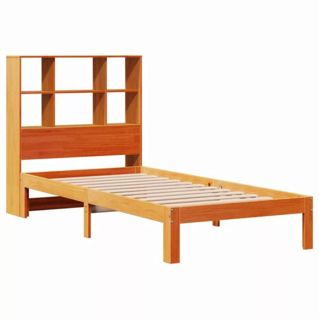 vidaXL Bett Massivholzbett mit Regal ohne Matratze Wachsbraun 90x190 cm günstig online kaufen