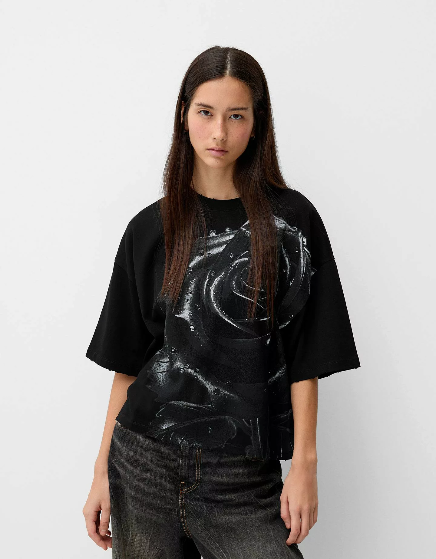 Bershka Oversize-T-Shirt Generation Bershka Mit Kurzen Ärmeln Und Print Dam günstig online kaufen