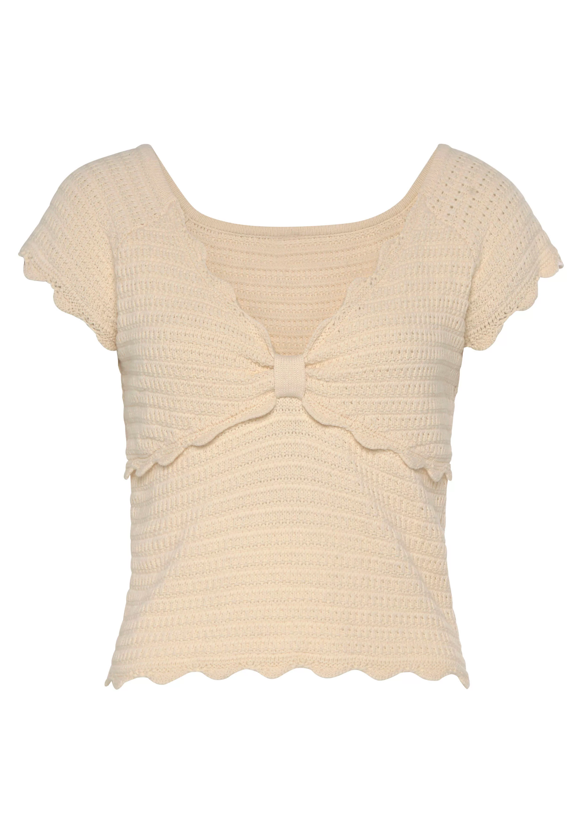 Vivance Kurzarmpullover, mit modischer Wellenkante, T-Shirt mit V-Ausschnit günstig online kaufen