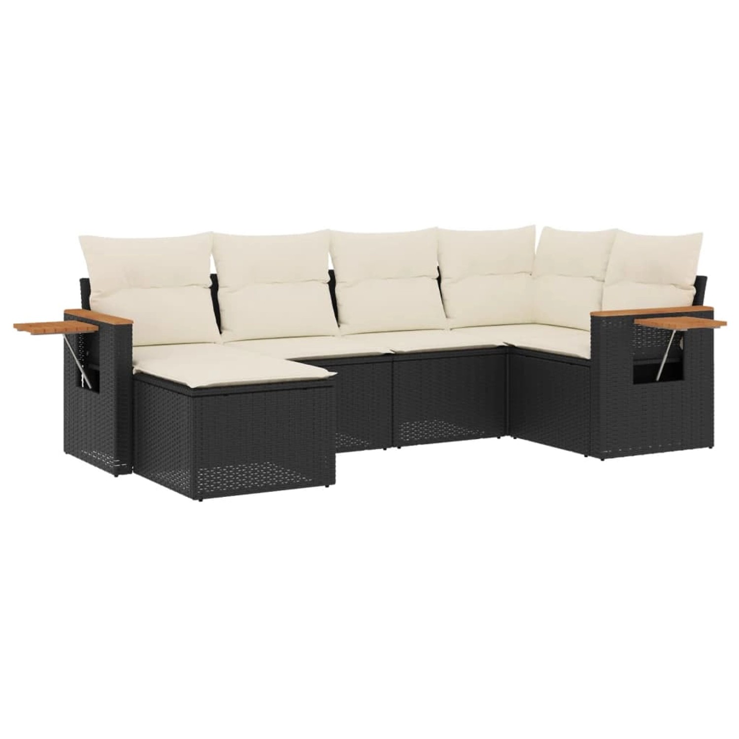 vidaXL 6-Tlg Garten-Sofagarnitur mit Kissen Schwarz Poly Rattan 3259417 günstig online kaufen