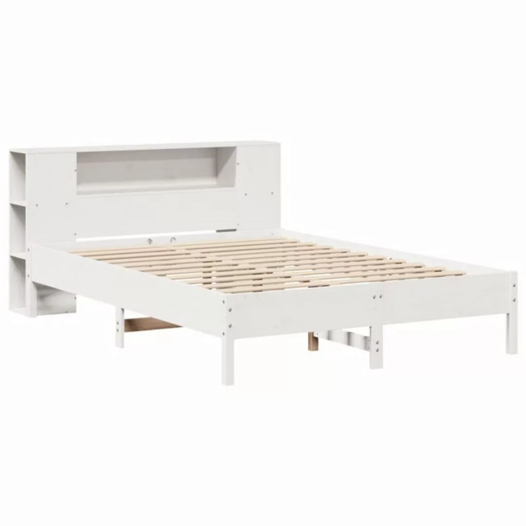 vidaXL Bett Massivholzbett mit Regal ohne Matratze Weiß 120x190 cm Kiefer günstig online kaufen