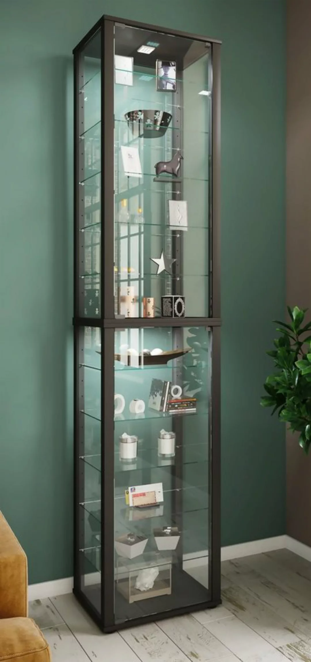 VCM Standvitrine Holz Glas Stand Vitrine Sammelvitrine Kavisa XXL günstig online kaufen