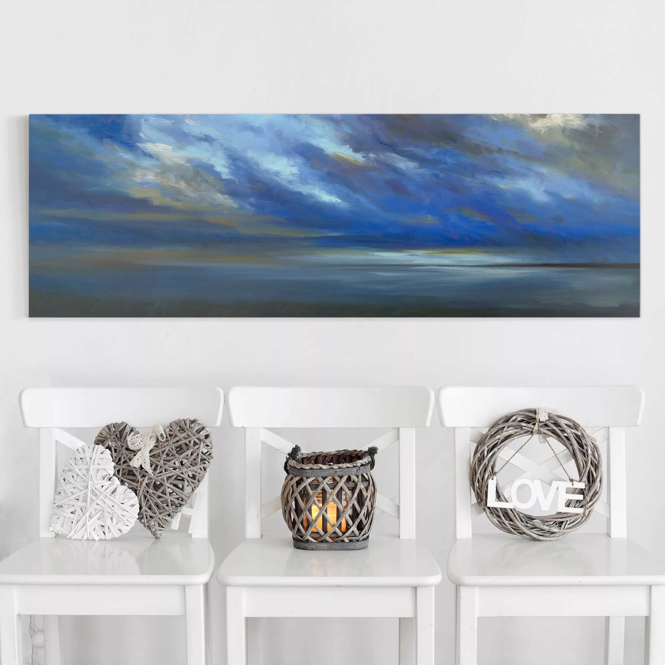 Leinwandbild Abstrakt - Panorama Küstenhimmel dunkel günstig online kaufen