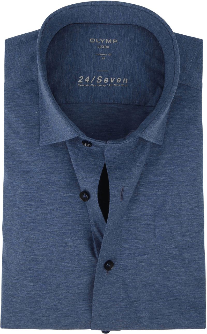 OLYMP Luxor Jersey Stretch Hemd 24/Seven Dunkel Blau - Größe 48 günstig online kaufen