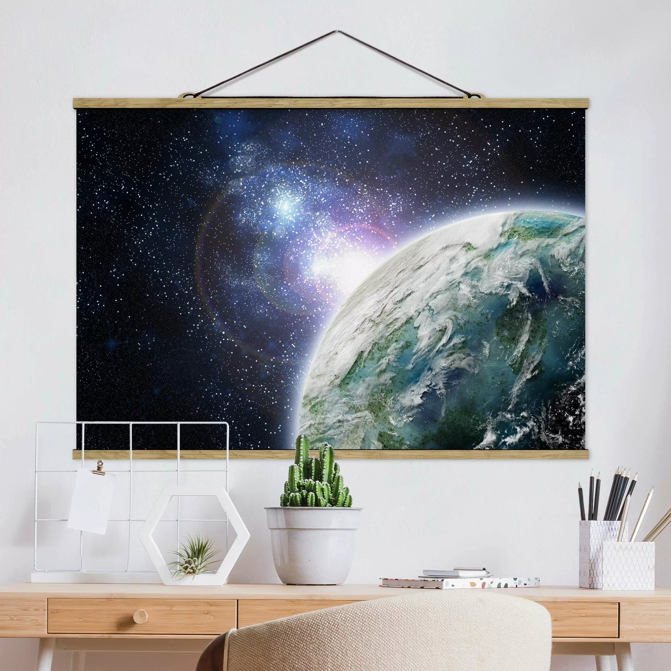 Stoffbild mit Posterleisten - Querformat Galaxy Light günstig online kaufen