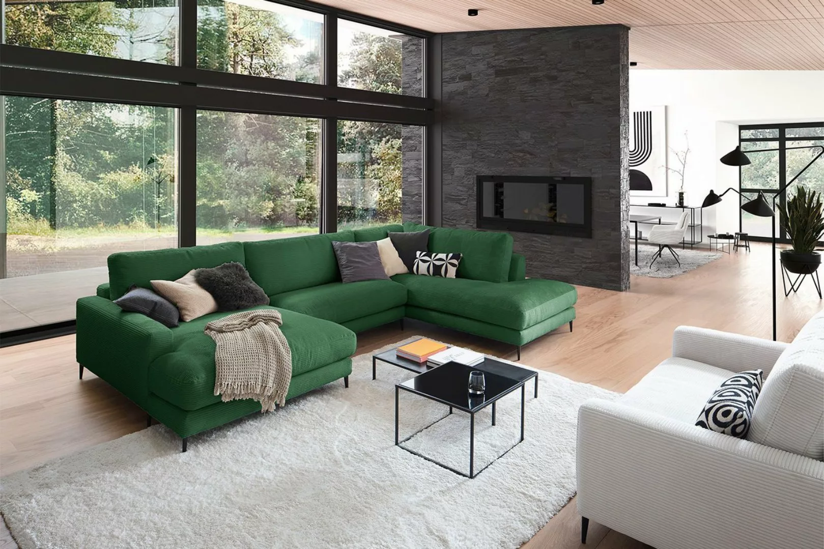 KAWOLA Wohnlandschaft CARA, Sofa U-Form Cord, Longchair rechts od. links, v günstig online kaufen