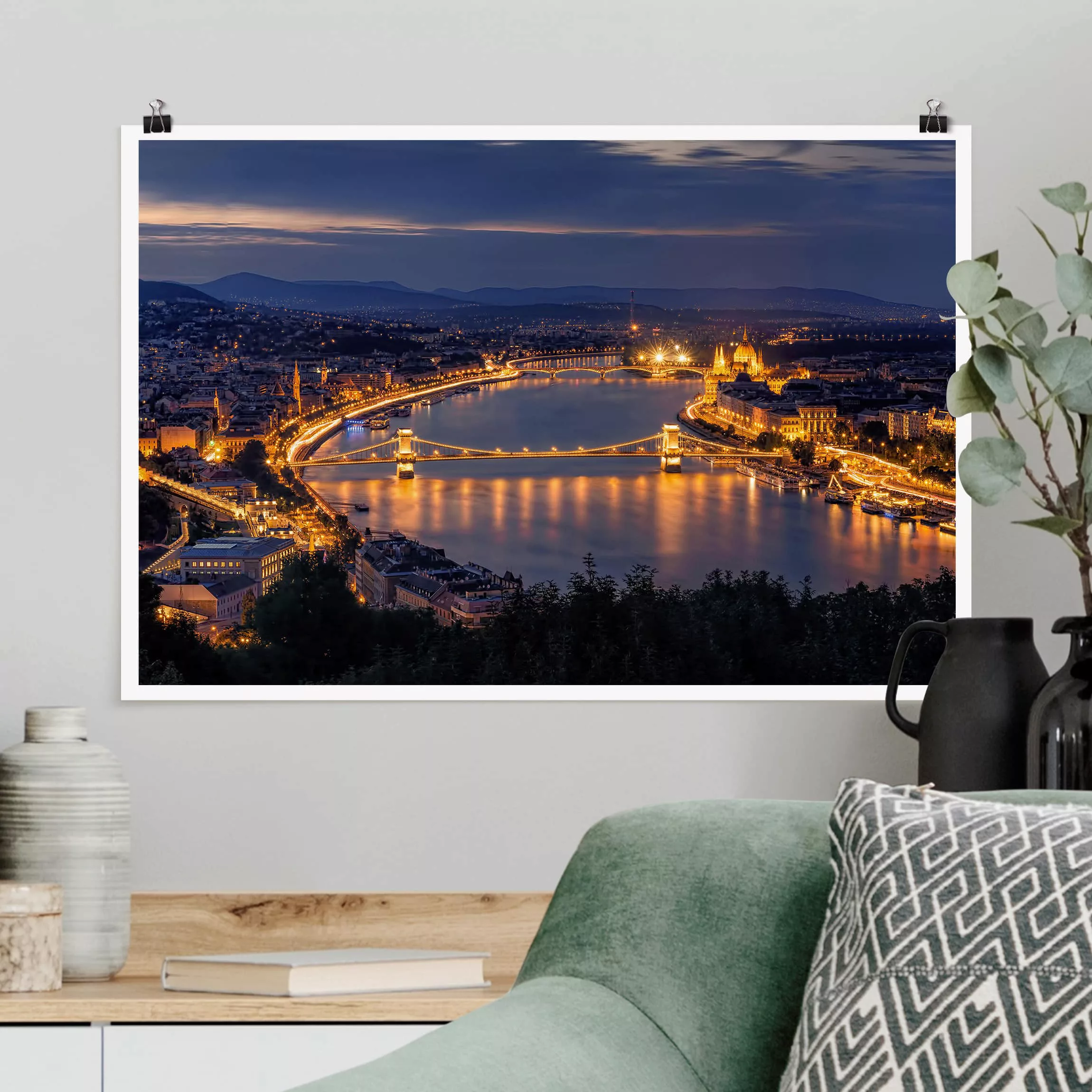 Poster Architektur & Skyline - Querformat Blick über Budapest günstig online kaufen