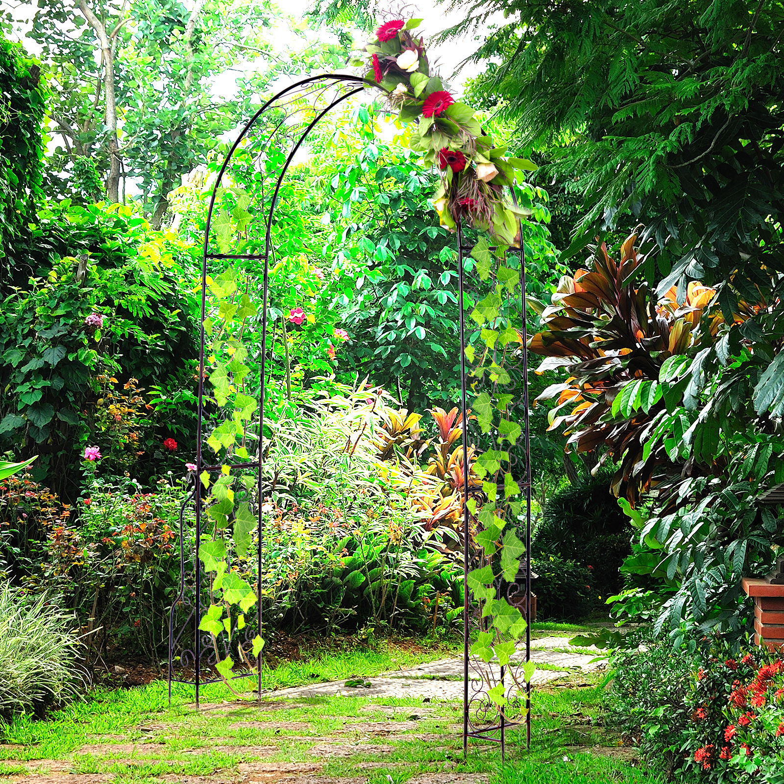 Outsunny® Rosenbogen Garten Bogendach Metall 120 x 30 x 226 cm   Aosom günstig online kaufen