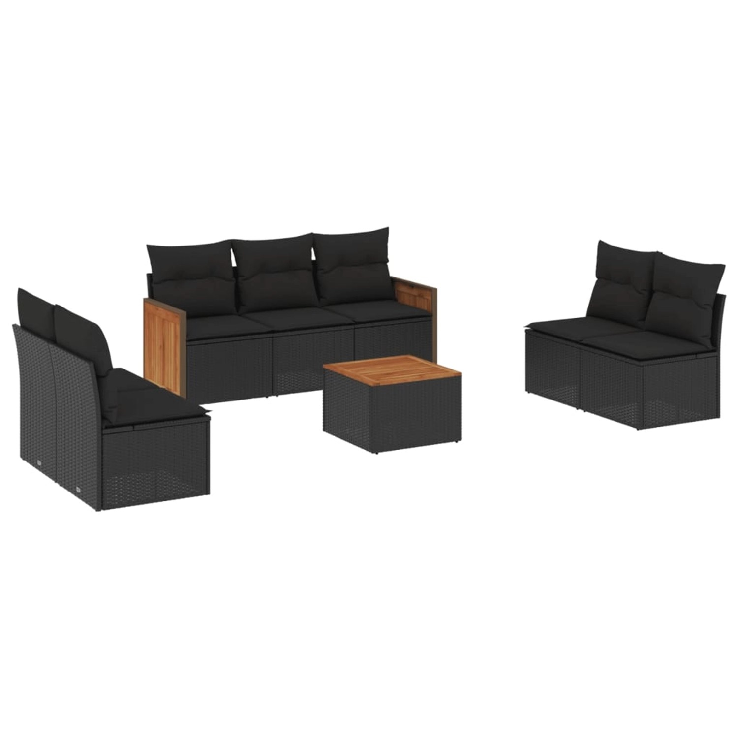 vidaXL 8-tlg Garten-Sofagarnitur mit Kissen Schwarz Poly Rattan Modell 181 günstig online kaufen