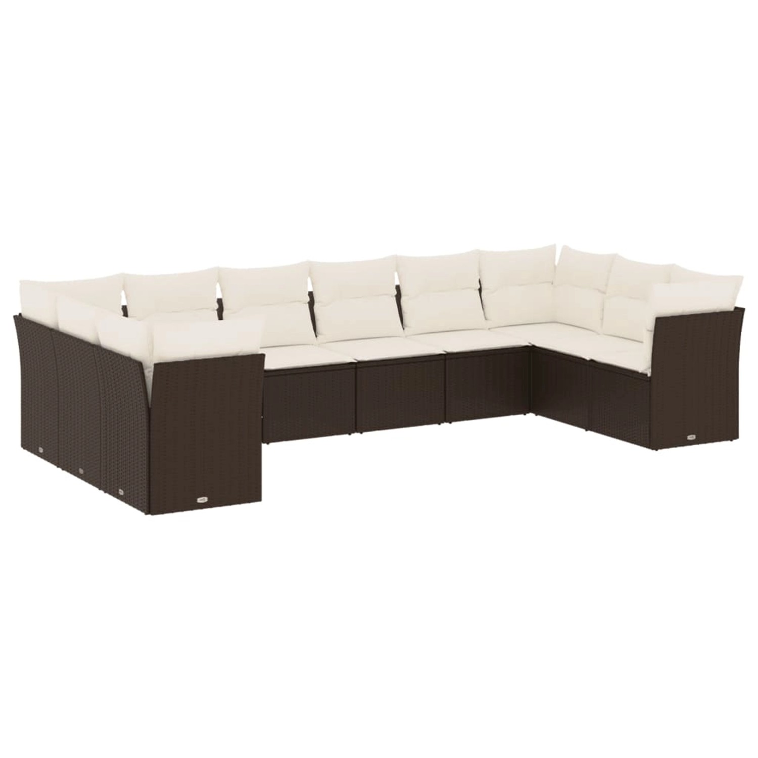 vidaXL 10-Tlg Garten-Sofagarnitur mit Kissen Braun Poly Rattan 3250042 günstig online kaufen
