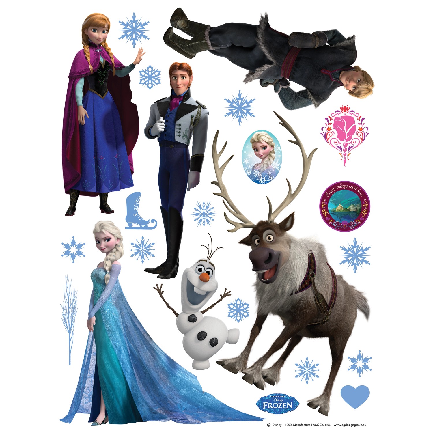 Disney Wandtattoo Die Eiskönigin Blau Braun und Lila 65 x 85 cm 600142 günstig online kaufen