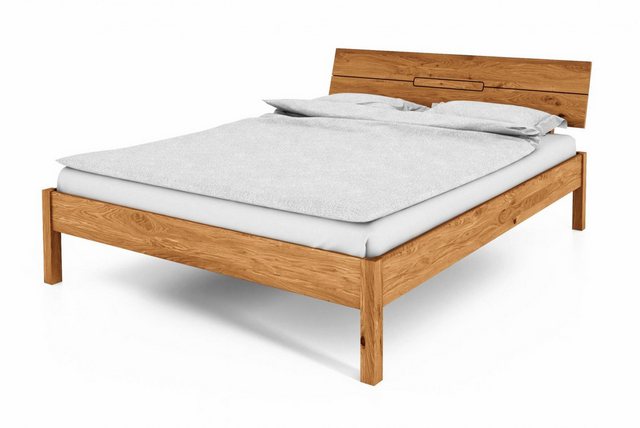 Natur24 Einzelbett Bett Bento 4 Sonderlänge 120x190 Wildeiche Holzkopfteil günstig online kaufen