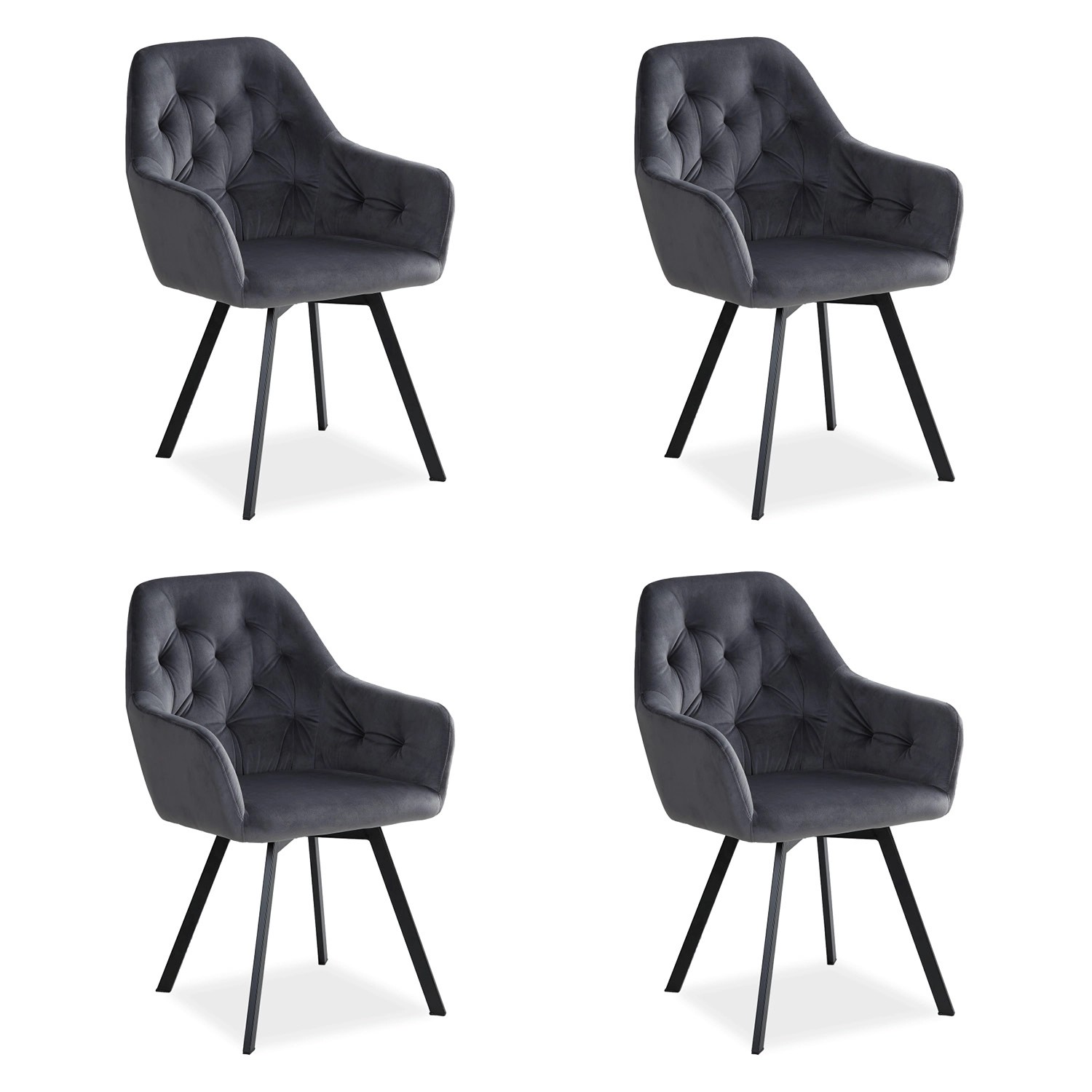 Homestyle4u Polsterstuhl Drehbar 4er Set in Grau 2352 günstig online kaufen
