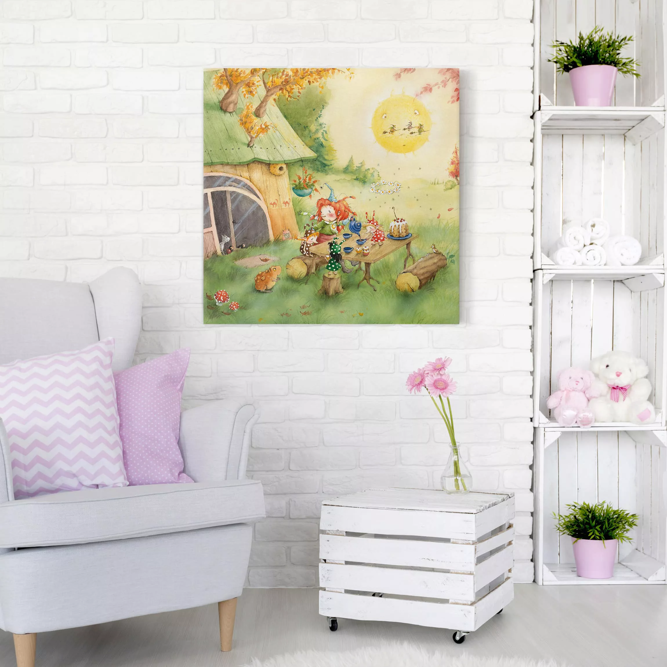 Leinwandbild Kinderzimmer - Quadrat Frida die kleine Waldhexe - Frida frühs günstig online kaufen